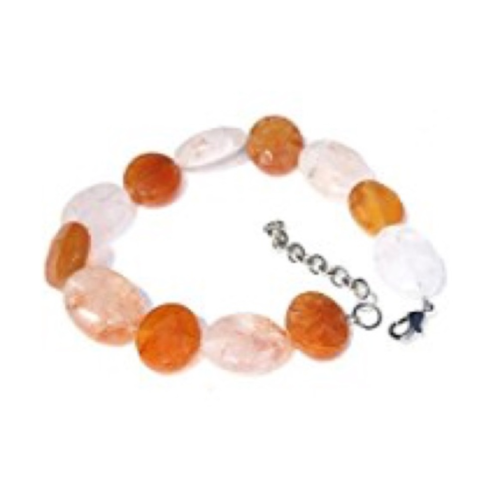 Genuine orange and pink Topaz bracelet 7” - 8 1/2”